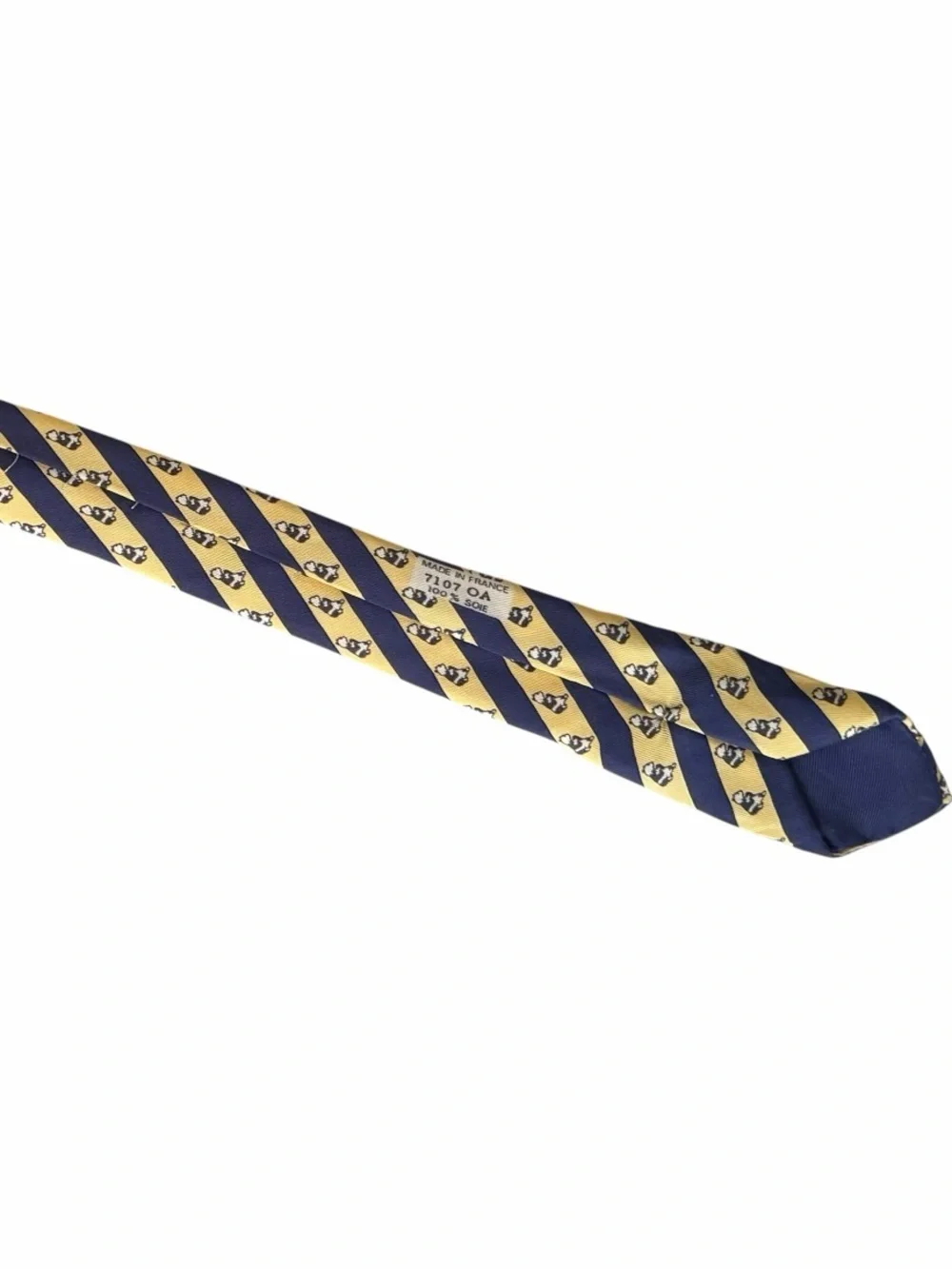 Hermès Navy Blue and Yellow Panda Bear Silk Twill Necktie